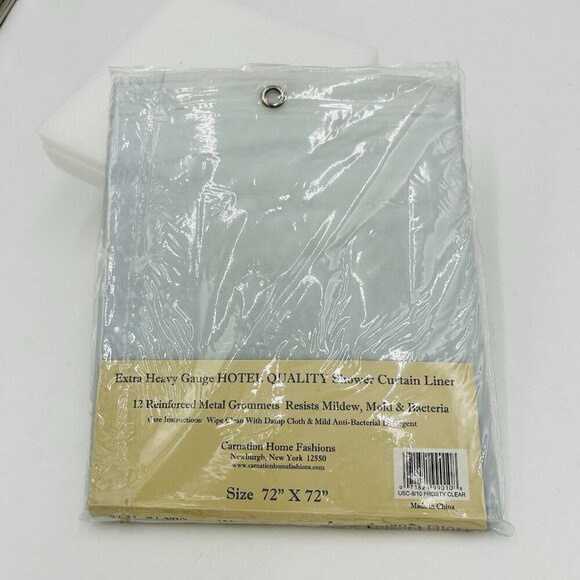 Carnation Home Fashions Hotel Quality Vinyl Shower Curtain Liner 72"x72" NEW - Picture 5 of 6
